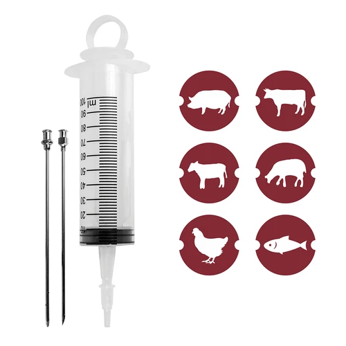Lakespritze für den Hausgebrauch - 9 ['Wurst', ' Fleisch', ' Fleischspritze', ' Edelstahlnadeln', ' Injektionsnadel', ' Fleisch', ' Härtungsnadel']