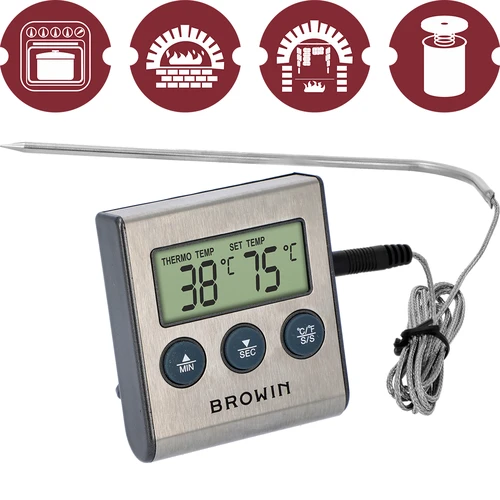 Lebensmittelthermometer mit Sonde (0°C bis 250°C) - 2 ['Thermometer mit Sonde', ' elektronisches Thermometer', ' Küchenthermometer', ' Lebensmittel-Thermometer', ' Thermometer fürs Braten', ' Thermometer fürs Kochen', ' für Fleisch', ' für Kuchen']