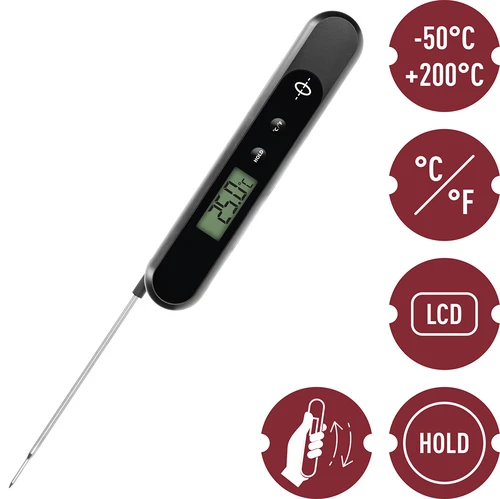 Manuell aufladbares, elektronisches Kochthermometer - 7 ['elektronisches Thermometer', ' Lebensmittelthermometer', ' Kochthermometer', ' Handthermometer', ' manuell aufladbares Thermometer', ' präzises Thermometer mit Sonde', ' genaues Küchenthermometer', ' batterieloses Thermometer', ' Bratenthermometer']