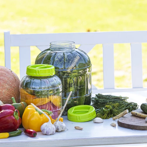 Mehrzweck-Behälter für Milchsäuregärung 3 L - 6 ['Saure Gurken', ' saurer Blumenkohl', ' saure Rote Beete', ' milchsaurer Saft aus Roter Beete', ' Glas aus Kunststoff', ' Glas aus Plastik', ' hausgemachte milchsaure Produkte', ' Glas 3 L']