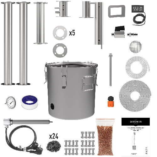 Modularer Destillator 30 L Freja- elektrisch - 3 ['Destillationsset', ' Edelstahl-Destilliergerät', ' elektrisches Destilliergerät', ' Destillationsapparat', ' Wasserdestilliergerät', ' destilliertes Wasser', ' prismatische Quelle', ' Browin-Destilliergerät', ' Alkohol-Destilliergeräte', ' Rückfluss']