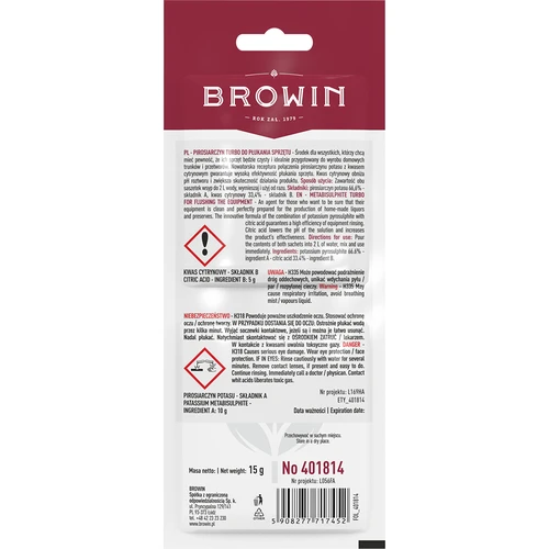 Natriumdisulfit Turbo für das Spülen von Geräten, 15 g - 2 ['Waschen von Weinausrüstungen', ' Spülen von Weinausrüstungen', ' Waschen von Ballons', ' Spülen von Ballons', ' Spülen von Gärbehältern', ' Desinfektion von Weinausrüstungen', ' Desinfektion von Weinausrüstungen', ' Desinfektion von Weinausrüstungen', ' Spülen von ']