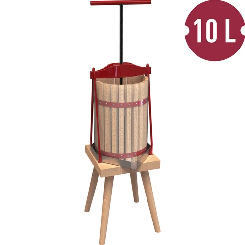 Obstpressrahmen mit Holzkorb, 10 L - 2 ['Obstpressrahmen', ' Rahmenpresse', ' Obstentsafter', ' Fruchtpresse', ' Saftpresse', ' Saftpressen aus Obst', ' beste Obstpresse', ' empfohlene Obstpresse', ' praktische Obstpresse', ' Hausweinbereitung', ' gepresster Saft', ' Verarbeitungszubehör', ' zum Saftpressen', ' manuelle Obstpresse', ' zum Saft keltern', ' Weinpressen', ' Presse mit Holzkorb', ' Holzobstpresse']