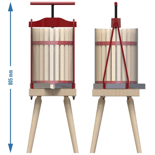 Obstpressrahmen mit Holzkorb, 10 L - 6 ['Obstpressrahmen', ' Rahmenpresse', ' Obstentsafter', ' Fruchtpresse', ' Saftpresse', ' Saftpressen aus Obst', ' beste Obstpresse', ' empfohlene Obstpresse', ' praktische Obstpresse', ' Hausweinbereitung', ' gepresster Saft', ' Verarbeitungszubehör', ' zum Saftpressen', ' manuelle Obstpresse', ' zum Saft keltern', ' Weinpressen', ' Presse mit Holzkorb', ' Holzobstpresse']