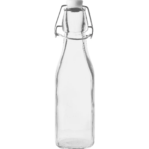 Quadratische luftdichte Flasche  - 250 ml  - 1 ['Alkoholflasche', ' dekorative Alkoholflaschen', ' Glasflasche für Alkohol', ' Flaschen für Selbstgebrannten für die Hochzeitsfeier', ' Flasche für Likör', ' Weinflasche', ' Weinflaschen', ' Likör']