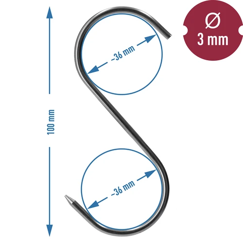 Räucherhaken S - 100 mm, fi 3 mm, 5 St. - 6 ['Räucherhaken', ' Haken zum Räuchern von Fleisch', ' Haken zum Räuchern von Wurst', ' Haken für Fleischprodukte', ' rostfreie Haken', ' Räucherhaken S', ' Hakenset', ' Haken für den Räucherofen', ' Haken zum Trocknen von Wurst', ' Haken für Käse', ' klassische Haken', ' Haken mit kegelförmiger Spitze']