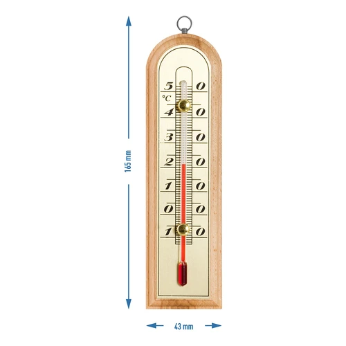 Raumthermometer mit goldfarbener Skala (-10°C bis +50°C) 16cm - 2 ['Innenthermometer', ' Raumthermometer', ' Heimthermometer', ' Thermometer', ' Raumthermometer aus Holz', ' Thermometer mit gut ablesbarer Skala', ' Thermometer mit goldfarbener Skala', ' Thermometer zum Aufhängen', ' kleines Thermometer']