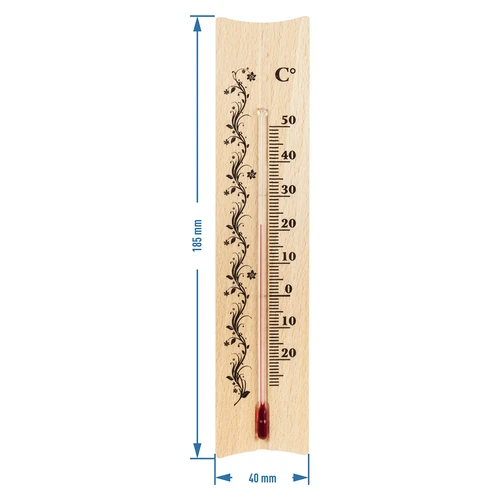 Raumthermometer mit Muster (-20°C bis +50°C) 18cm - 2 ['Innenthermometer', ' Raumthermometer', ' Heimthermometer', ' Thermometer', ' Raumthermometer aus Holz', ' Thermometer mit lesbarer Skala', ' Thermometer mit verstärkter Kapillare']