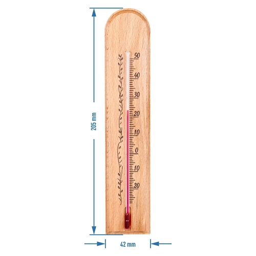 Raumthermometer mit Muster (-20°C bis +50°C) 20cm - 2 ['Innenthermometer', ' Raumthermometer', ' Heimthermometer', ' Thermometer', ' Raumthermometer aus Holz', ' Thermometer mit lesbarer Skala', ' Thermometer mit verstärkter Kapillare']