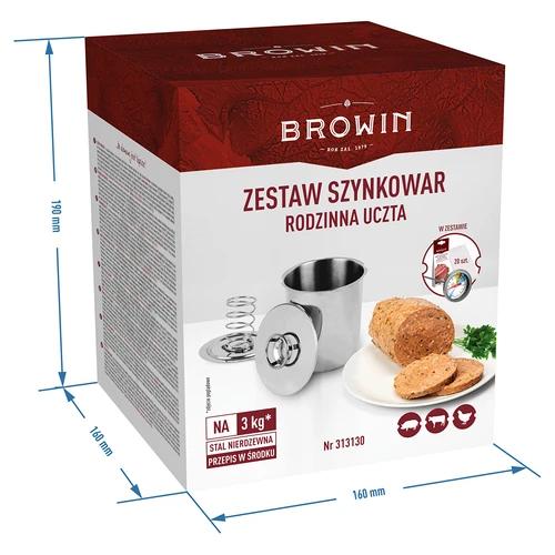 Schinkenkocher Set 3 kg, Thermometer, Kräuter - 12 ['browin schinkenkocher', ' schinkekocher', ' Rezepte aus dem Schinkenkocher', ' aus dem Schinkenkocher', ' Gerichte aus dem Schinkenkocher', ' wie funktioniert ein Schinkenkocher', ' Schinken aus dem Schinkenkocher', ' Wurst aus dem Schinkenkocher', ' Schinkenkocher für Vegetarier', ' aus dem Schinkenkocher für Kinder', ' gesundes Fleisch', ' gesunde Fleischprodukte', ' ohne Konservierungsstoffe', ' Geschenk', ' Schinkenkocher', ' 3 kg', ' 1', '5 kg Zubehör für den Schinkenkocher']