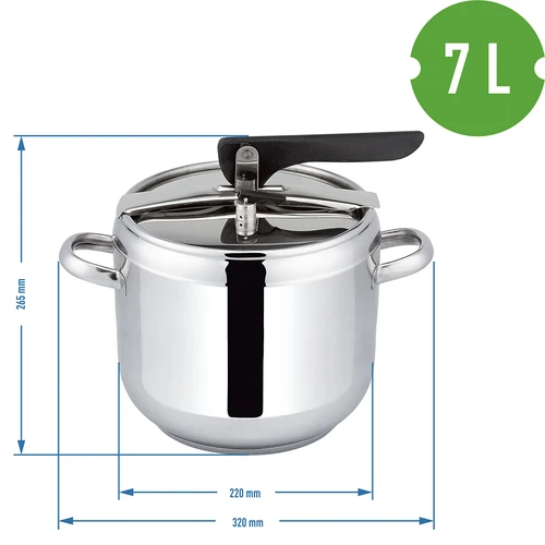 Schnellkochtopf 7L - 3 ['Druckkochtopf', ' Kochen im Schnellkochtopf', ' Topf aus rostfreiem Stahl', ' Induktions-Schnellkochtopf', ' Gerichte aus dem Schnellkochtopf']