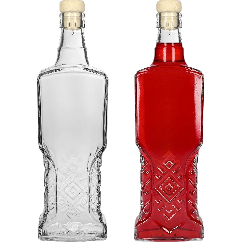 Schrankflasche 0,5 L mit Stopfen - 4 ['dekorative Glasflasche', ' Flasche mit Naturkorken', ' Likörflasche']