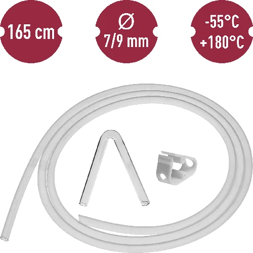 Silikonschlauch Ø 7/9mm - Temp. -55 +180°C - 6 ['Schlauch für den Destillator', ' Schlauch für das Auffangen des Destillats', ' Schlauch aus Silikon', ' Schlauch für Alkohol', ' Schlauch für Selbstgebrannten Schnaps', ' Schlauch für Entsafter', ' Schlauch für Filtrationssäule']