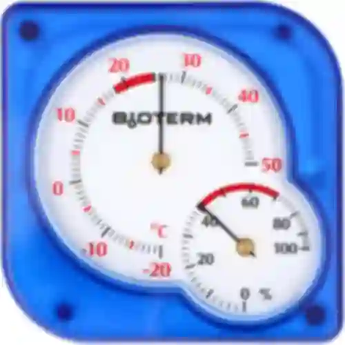 Bimetall-Thermometer mit Hygrometer (-20°C bis +50°C), blau