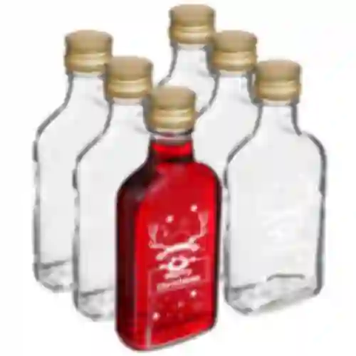 Flasche 200 ml mit Schraubverschluss, Aufdruck Weihnachtsrentier, 6 St.