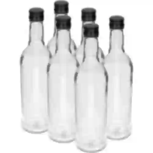 Flasche 500 ml Schlank, mit schwarzem Schraubverschluss, für Schnaps, 6 St.