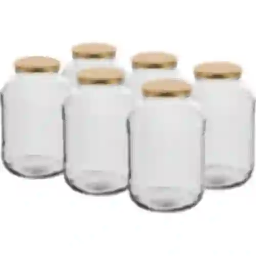 Glas 2000ml Multipack 6 Stck., Deckel Gold