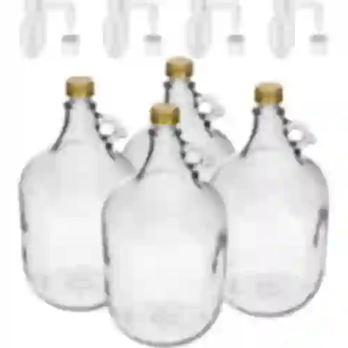 Glasballon 5 L mit Schraubverschluss, Stöpsel und horizontalem Röhrchen – Set von 4 Stück