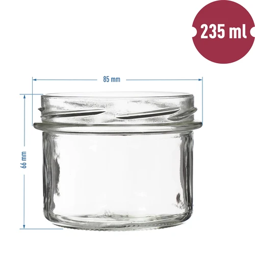 TO-Glas 235 ml mit buntem Schraubverschluss Ø82/6 - 6 Stück - 5 ['Glasgefäß', ' dekorativer Deckel', ' für Konserven', ' für Konfitüren', ' Set mit Gläsern']