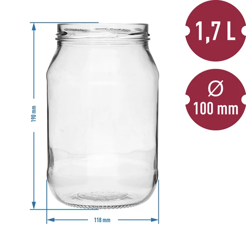 Twist-Off Glas 1,7 L Ø 100 – 6 St. - 5 