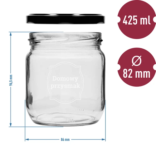 Twist-Off-Glas 425 ml mit Aufdruck „Domowy przysmak” und Schraubverschluss, 3 St. - 6 ['Bedruckte Gläser', ' dekorative Gläser', ' Gläser mit Schraubverschluss', ' Einmachgläser', ' elegante Gläser', ' Marmeladengläser', ' bedruckte Gläser', ' grafische Gläser', ' Einmachgläser', ' Vorratsgläser']