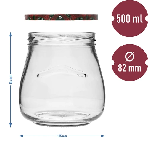 Twist-Off-Glas 500 ml „Umgedrehte Amphore“ mit farbigem Schraubverschluss fi82/6 - 10 ['Glas', ' Glas Amphore', ' Glas 500 ml', ' Gläserset', ' Gläser aus Glas', ' Gläser für Einmachprodukte', ' Gläser für Kosmetika', ' Gläser 6 Stück', ' Glas aus Glas', ' Gläser für Marmeladen', ' Gläser für Konfitüren', ' Gläser für Einmachprodukte aus Fleisch', ' Gläser für Kosmetika']