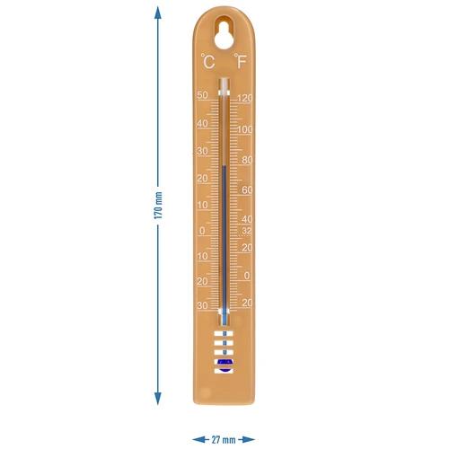 Universal-Thermometer, hellbraun (-30°C bis +50°C) 17cm - 4 ['Thermometer', ' Universalthermometer', ' Kunststoffthermometer', ' Thermometer mit lesbarer Skala', ' Thermometer mit doppelter Skala', ' Thermometer für Räume mit hoher Luftfeuchtigkeit']