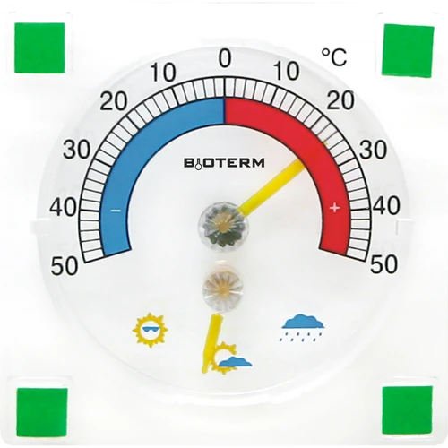 Universalthermometer mit Hygrometer, transparente, selbstklebend (-50°C bis +50°C)  - 1 ['Universalthermometer', ' Außenthermometer', ' Fensterthermometer', ' Balkonthermometer', ' Thermometer', ' Thermometer lesbare Skala', ' Kunststoffthermometer', ' Thermometer für Scheibe', ' selbstklebendes Thermometer', ' Thermometer mit Hygrometer']