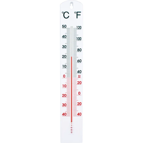 Universalthermometer Weiß (-40°C bis +50°C) 40cm  - 1 ['Thermometer', ' Universalthermometer', ' Kunststoffthermometer', ' Thermometer mit lesbarer Skala', ' Thermometer mit doppelter Skala', ' Thermometer für Räume mit hoher Luftfeuchtigkeit']