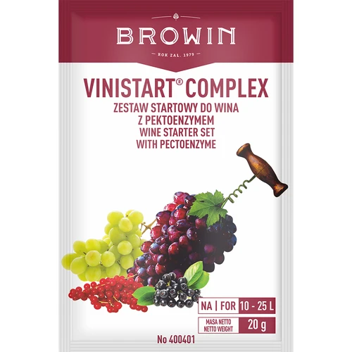 Vinistart Complex für 10-25 L Weiß- und Rotwein aus Obst  - 1 ['hefe set', ' Pektine', ' Anti-Geliermittel', ' wine set', ' hefe obst', ' weinhefe portwein', ' hefe für wein weinhefe rotwein', ' reinzuchthefe wein', ' dry hefe', ' dry yeast', ' Trockenhefe für Wein', ' Wein Trockenhefe', ' fruit wine yeast', ' Hefe + Nährstoff', ' rot wein', ' white wine', ' Fermivin', ' Rotwein Weißwein']