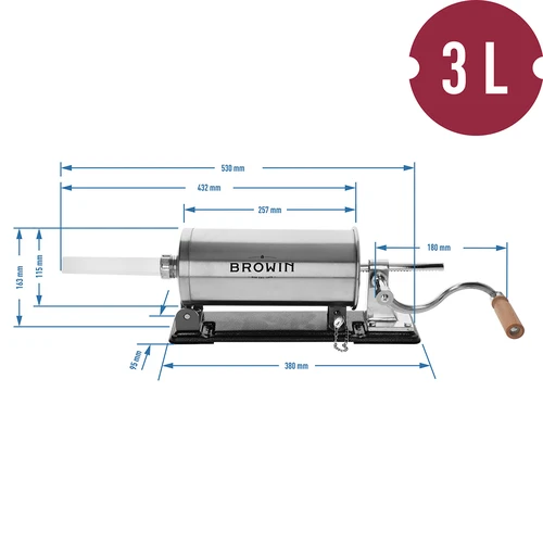 Waagerechter Wurstfüller 3 kg - 11 ['zum Füllen von Würsten', ' für Hausmacherwurst', ' Schorle', ' gastronomische Füllmaschine', ' Metzgereiausrüstung', ' große Füllmaschine']