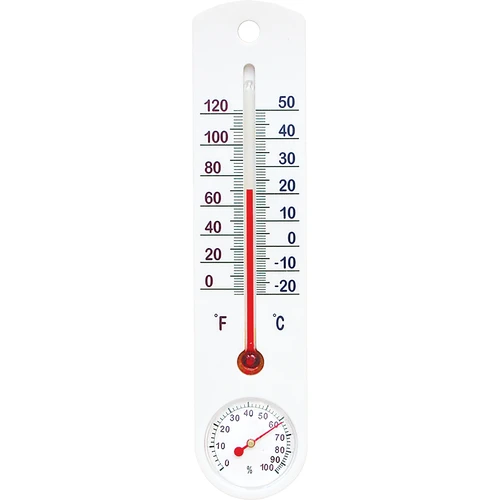 Weißes Universalthermometer mit Hygrometer (-20°C bis +50°C) 25cm  - 1 ['Innenthermometer', ' Raumthermometer', ' Heimthermometer', ' Thermometer', ' Thermometer mit lesbarer Skala', ' Thermometer mit Hygrometer', ' Thermometer aus Kunststoff', ' Thermometer mit Hygrometer']