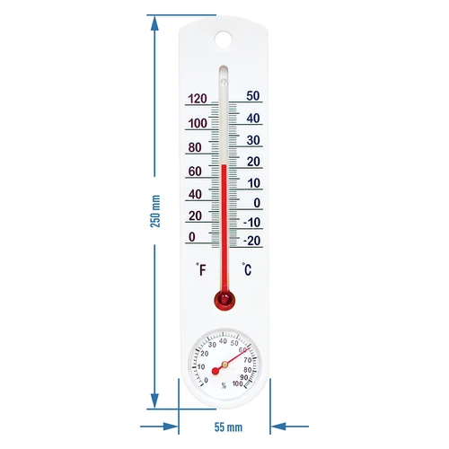 Weißes Universalthermometer mit Hygrometer (-20°C bis +50°C) 25cm - 2 ['Innenthermometer', ' Raumthermometer', ' Heimthermometer', ' Thermometer', ' Thermometer mit lesbarer Skala', ' Thermometer mit Hygrometer', ' Thermometer aus Kunststoff', ' Thermometer mit Hygrometer']