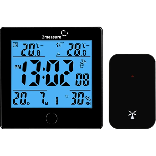 Wetterstation RCC, DCF – Elektronisches, Kabellose, Beleuchtet, Sensor, schwarz  - 1 ['Wetterstation', ' Haus-Wetterstation', ' Temperatur', ' Umgebungstemperatur', ' Temperaturüberwachung', ' Elektrothermometer', ' Thermometer mit Sensor', ' Innenthermometer', ' Außenthermometer', ' Thermometer für Außen', ' Feuchtigkeitsmesser']