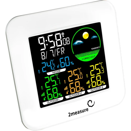 Wetterstation RCC – Elektronisches, Kabellose, Beleuchtet, 3 Sensoren, weiß - 3 ['Wetterstation', ' Thermometer', ' Hygrometer', ' Wettervorhersagefunktion', ' drahtlose Wetterstation']