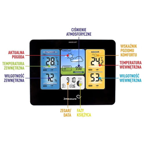 Wetterstation RCC – Elektronisches, Kabellose, Beleuchtet, Sensor, schwarz - 9 ['kabellose Wetterstation', ' Außen- und Innentemperaturmessung', ' Luftfeuchtigkeitsmessung', ' Wetterstation mit Farbdisplay', ' präzise Wetterstation', ' Geschenk', ' Black Weekend', ' Wetterstation']